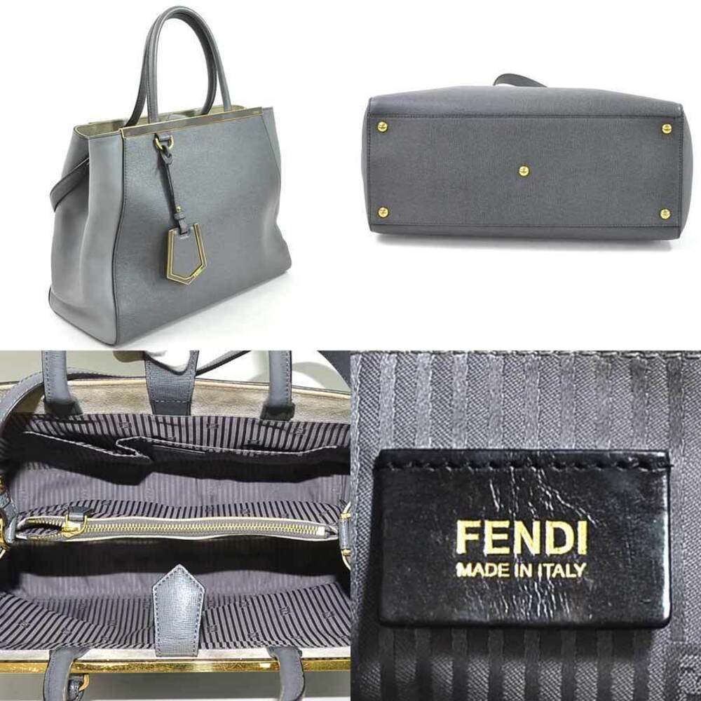 Fendi Handbag Bag Toujours Leather Gray Classic Shoulder